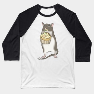 Cute brown gerbil eating cupcake Baseball T-Shirt
